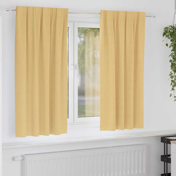 vidaXL Blackout Curtains with Rings 2 pcs Beige 175 x 140 cm Polyester