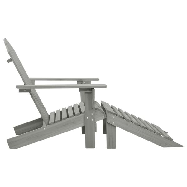 vidaXL Garden Chair with Ottoman Wood Grey