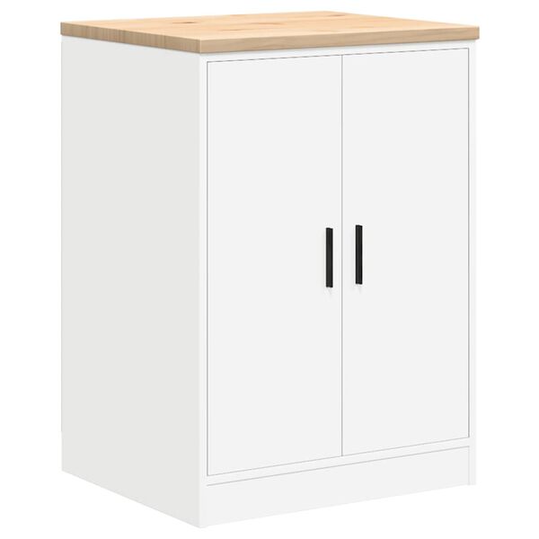 vidaXL Garage Storage Cabinet White 60x51x85 cm Solid Wood Pine
