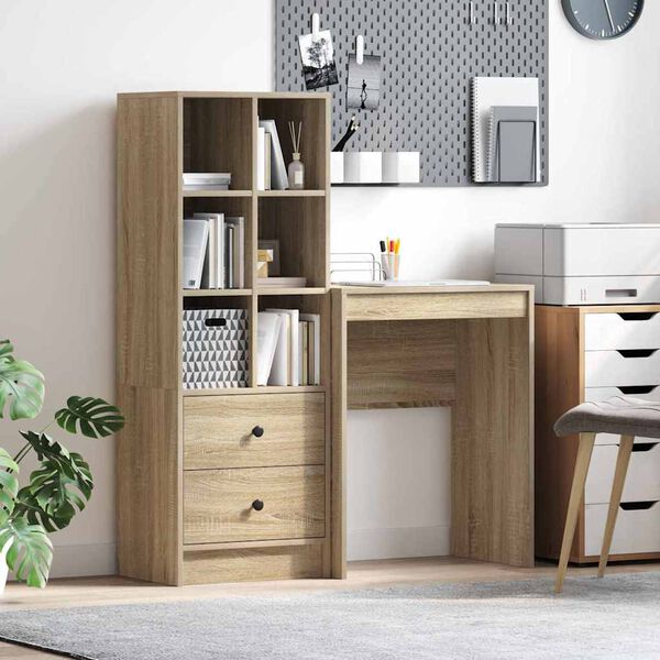 vidaXL Desk with Drawer 2 pcs Sonoma Oak