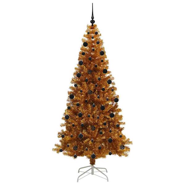 vidaXL Christmas Tree with 300 LEDs with Stand Gold 210 cm PET