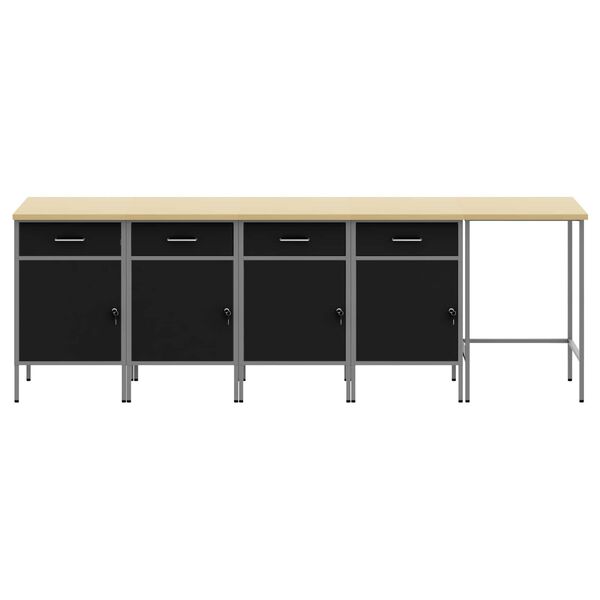 vidaXL Work Cabinet Set with Drawer with Storage 5 pcs Black and Grey
