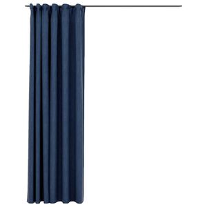 vidaXL Linen-Look Blackout Curtains with Hooks Blue 290x245 cm