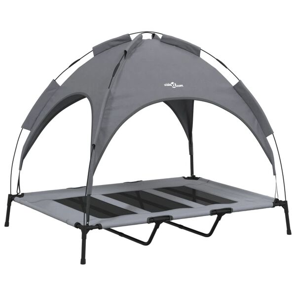 vidaXL Dog Bed with Canopy Anthracite Oxford Fabric and Steel