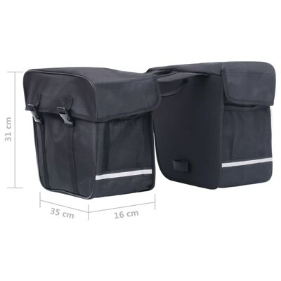 vidaXL Double Bicycle Bag for Pannier Rack Waterproof 35 L Black