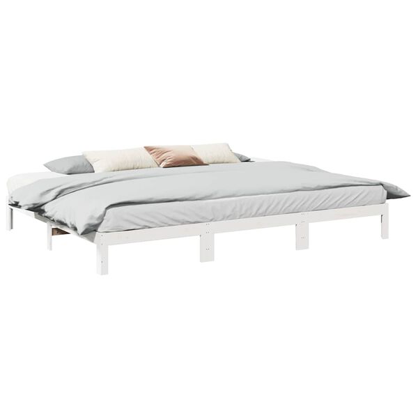 vidaXL Family Bed Frame No Mattress White 240x200 cm Solid Wood Pine