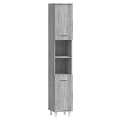 vidaXL Bathroom Cabinet Grey Sonoma 30x30x179 cm Engineered Wood