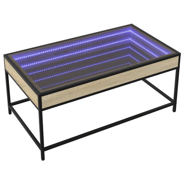 vidaXL Coffee Table with Infinity LED Sonoma Oak 90x50x41 cm