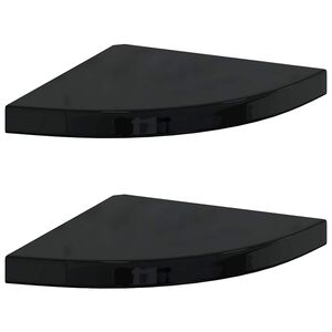 vidaXL Floating Corner Shelves 2 pcs High Gloss Black 35x35x3.8 cm MDF