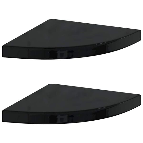 vidaXL Floating Corner Shelves 2 pcs High Gloss Black 35x35x3.8 cm MDF