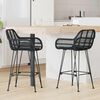 vidaXL Bar Chair 2 pcs Black 55 x 52 x 92 cm Rattan and Iron