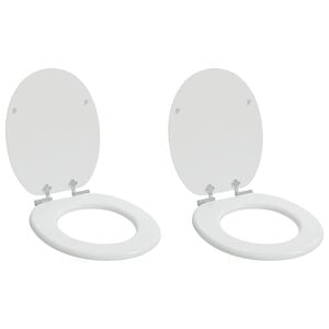 vidaXL Soft-Close Toilet Seat 2 pcs White 44 x 38 cm MDF board