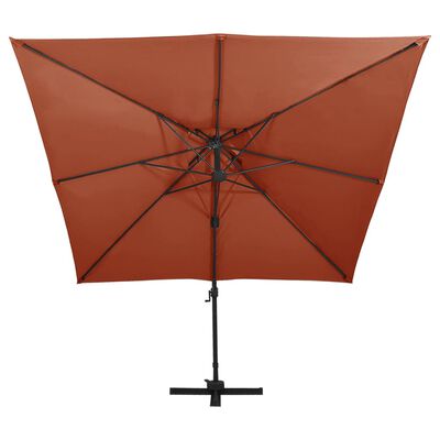 vidaXL Cantilever Umbrella with Double Top 300x300 cm Terracotta
