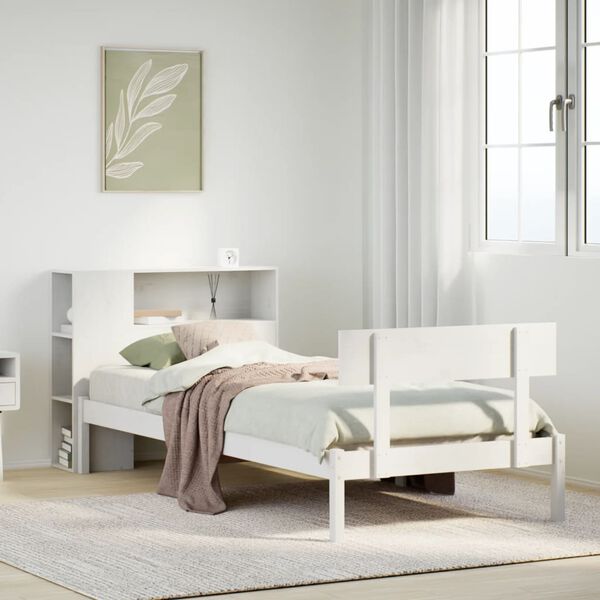 vidaXL Bookcase Bed without Mattress White 100x200 cm Solid Wood Pine