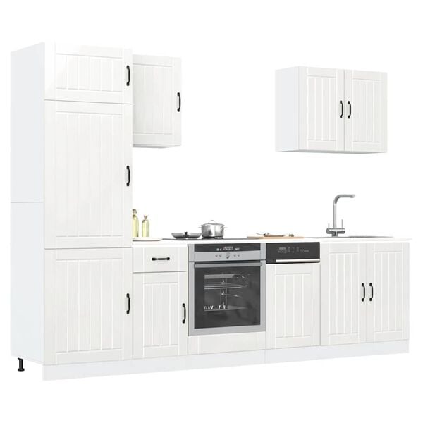 vidaXL 7 Piece Kitchen Cabinet Set Lucca High Gloss White Engineered Wood