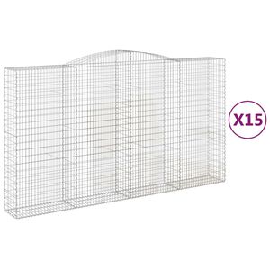 vidaXL Arched Gabion Baskets 15 pcs 400x50x220/240 cm Galvanised Iron