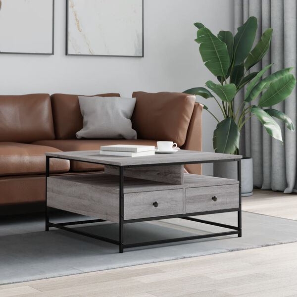 vidaXL Coffee Table Grey Sonoma 80x80x45 cm Engineered Wood