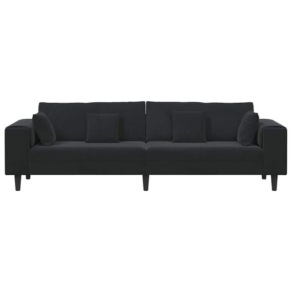 vidaXL Sofa with Cushion Black 250 x 77 x 76 cm Velvet