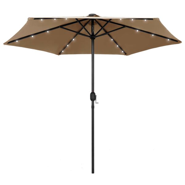 vidaXL Garden Parasol with LED Lights and Aluminium Pole 270 cm Taupe