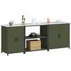 vidaXL Kitchen Storage Set with Shelf Other 3 pcs Olive Green Steel