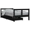 vidaXL Kids Bed Frame with Drawers Black 80x160 cm Solid Wood Pine