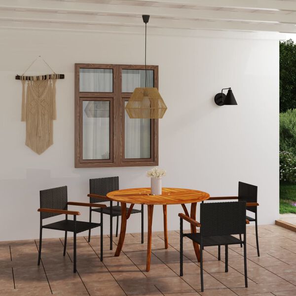 vidaXL 5 Piece Garden Dining Set Black