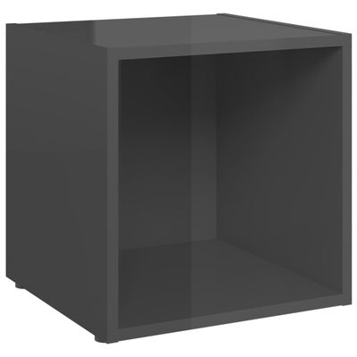 vidaXL TV Cabinet High Gloss Grey 37x35x37 cm Engineered Wood