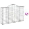 vidaXL Arched Gabion Baskets 4 pcs 200x30x120/140 cm Galvanised Iron