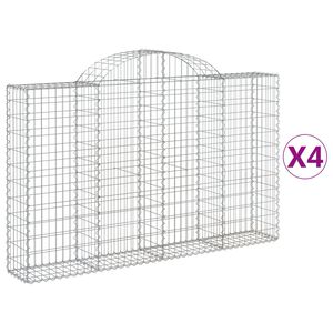 vidaXL Arched Gabion Baskets 4 pcs 200x30x120/140 cm Galvanised Iron