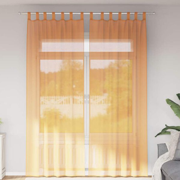 vidaXL Voile Curtains with Loops 2 pcs Orange 140x260 cm