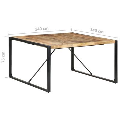vidaXL Dining Table 140x140x75 cm Rough Mango Wood