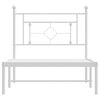 vidaXL Metal Bed Frame without Mattress with Headboard White 100x200cm