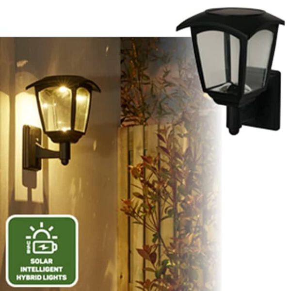 Luxform Intelligent Hybrid Solar LED Garden Wall Light Minnesota Black