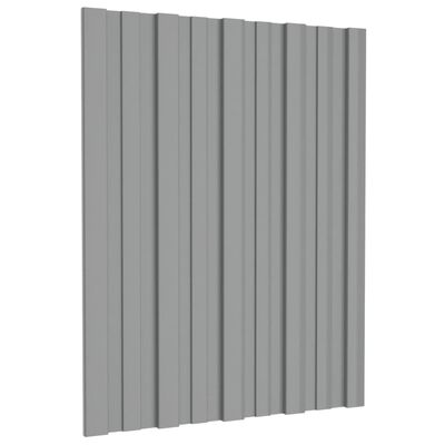 vidaXL Roof Panels 12 pcs Galvanised Steel Grey 60x45 cm