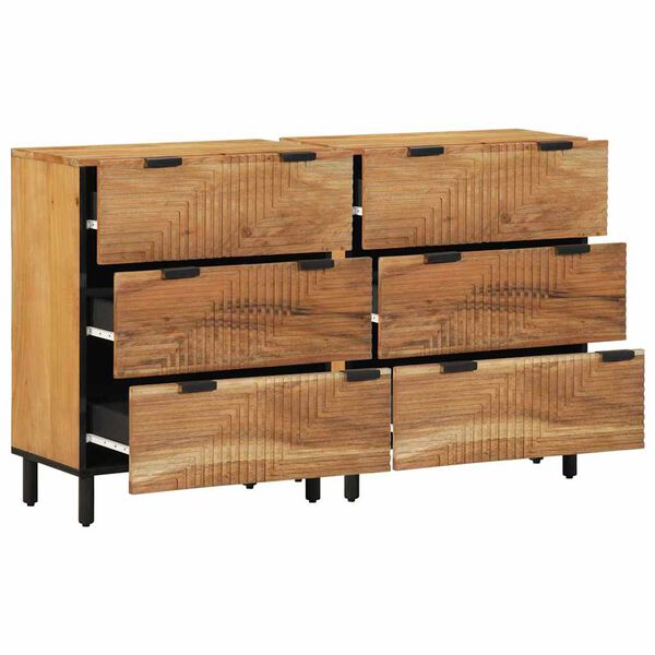 vidaXL Sideboard Set 2 pcs Natural 60 x 33.5 x 75 cm Solid Acacia Wood