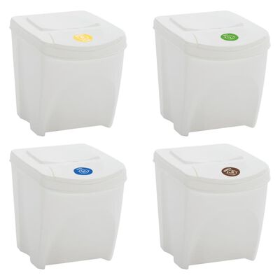 vidaXL Stackable Garbage Bin Boxes 4 pcs White 100 L Polypropylene