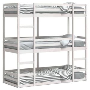vidaXL Triple Bunk Bed without Mattress White 90x200cm Solid Wood Pine