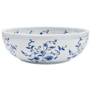 vidaXL Countertop Basin White and Blue Round &Phi;41x14 cm Ceramic