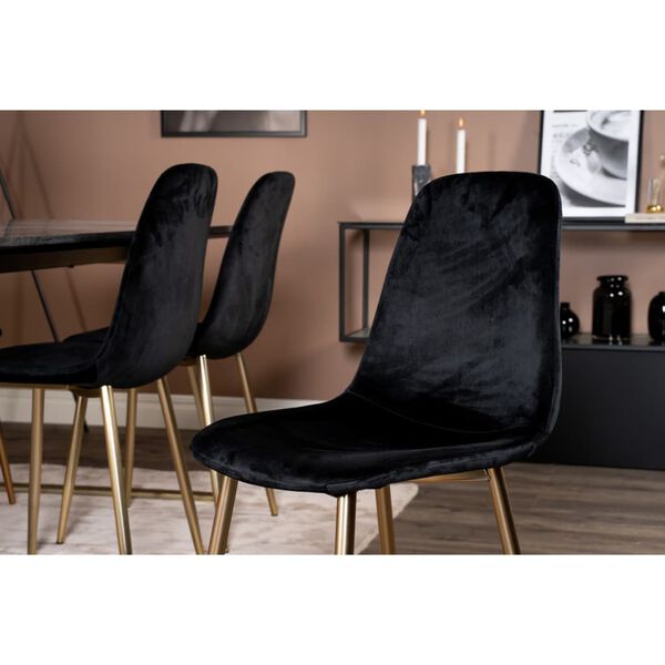 Venture Home Dining Chairs 2 pcs Polar Velvet Black and Brass