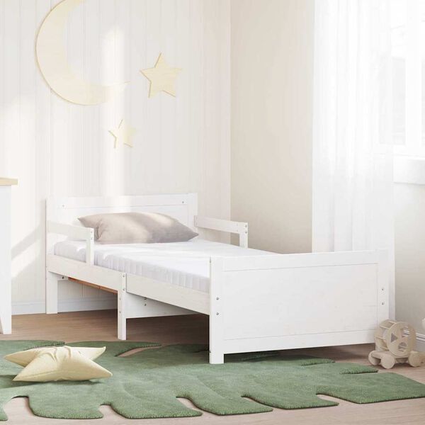vidaXL Bed Frame with Mattress White 80 x 200 cm Solid Pine Wood