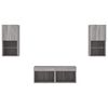 vidaXL 4 Piece TV Wall Cabinets with LED Lights Grey Sonoma
