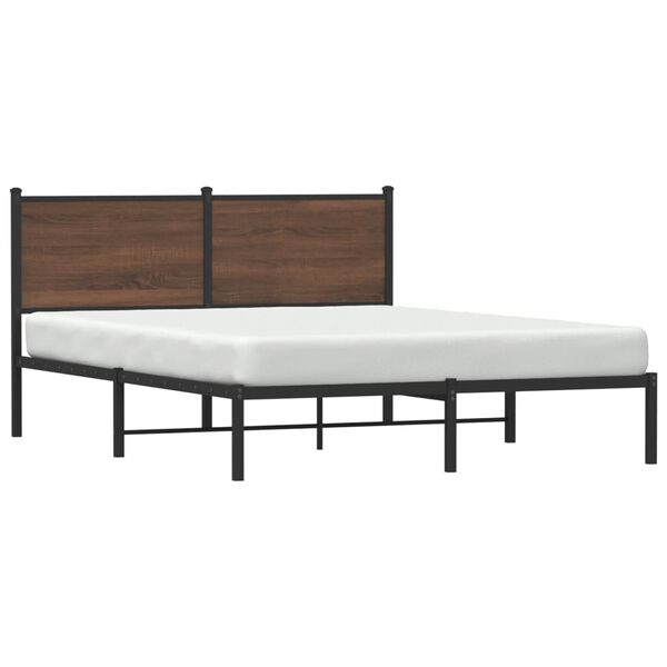 vidaXL Metal Bed Frame without Mattress Brown Oak 137x190 cm