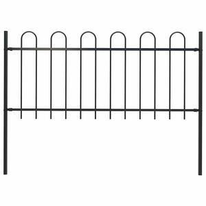 vidaXL Garden Fence Boxtel with Hoop Top Steel 181x80 cm Black