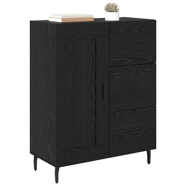 vidaXL Sideboard Black Oak 69.5 x 34 x 90 cm Engineered Wood and Iron