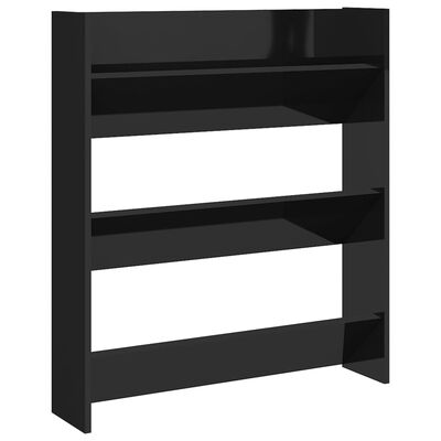 vidaXL Wall Shoe Cabinet High Gloss Black 80x18x90 cm Engineered Wood