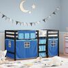 vidaXL Kids' Loft Bed with Curtains without Mattress Blue 90x190 cm Single