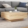 vidaXL Coffee Table with LED Lights Sonoma Oak 80x80x31 cm