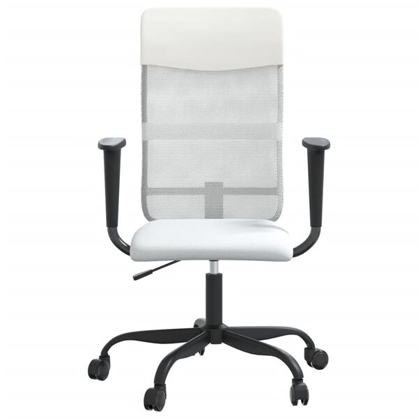 vidaXL Office Chair Height Adjustable White Mesh Fabric and Faux Leather