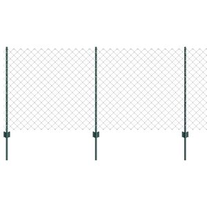 vidaXL Fence with Post Green 1 x 10 m Steel and PVC