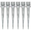 vidaXL Ground Spikes 6 pcs Silver 14x14x91 cm Galvanised Steel
